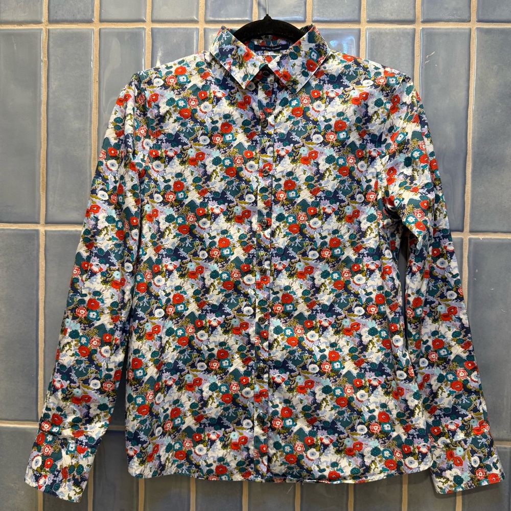Lands' End Women's No Iron Supima Cotton Floral Blouse